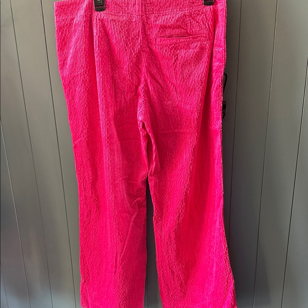Anthropologie Bright Pink Corduroy Wide-Leg Pants - Picture 5 of 5